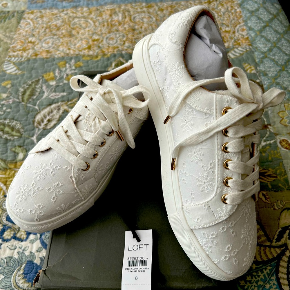LOFT Women's White Lace Sneakers